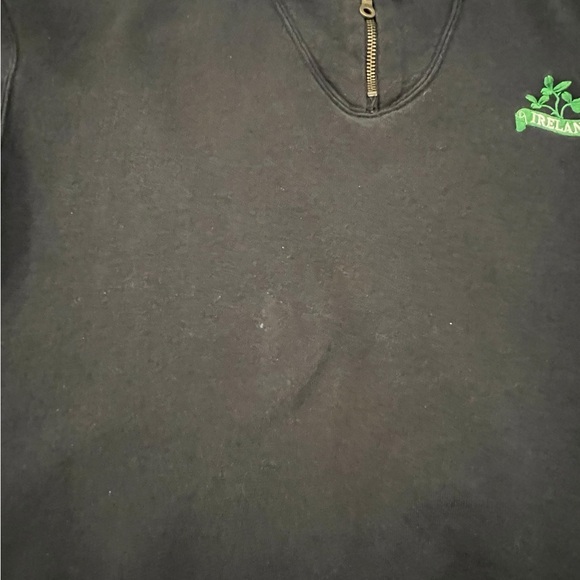 Vintage Pullover Sweatshirt 1/4 Zip IRELAND Black Fruit Of The Look Size Large - Picture 9 of 13